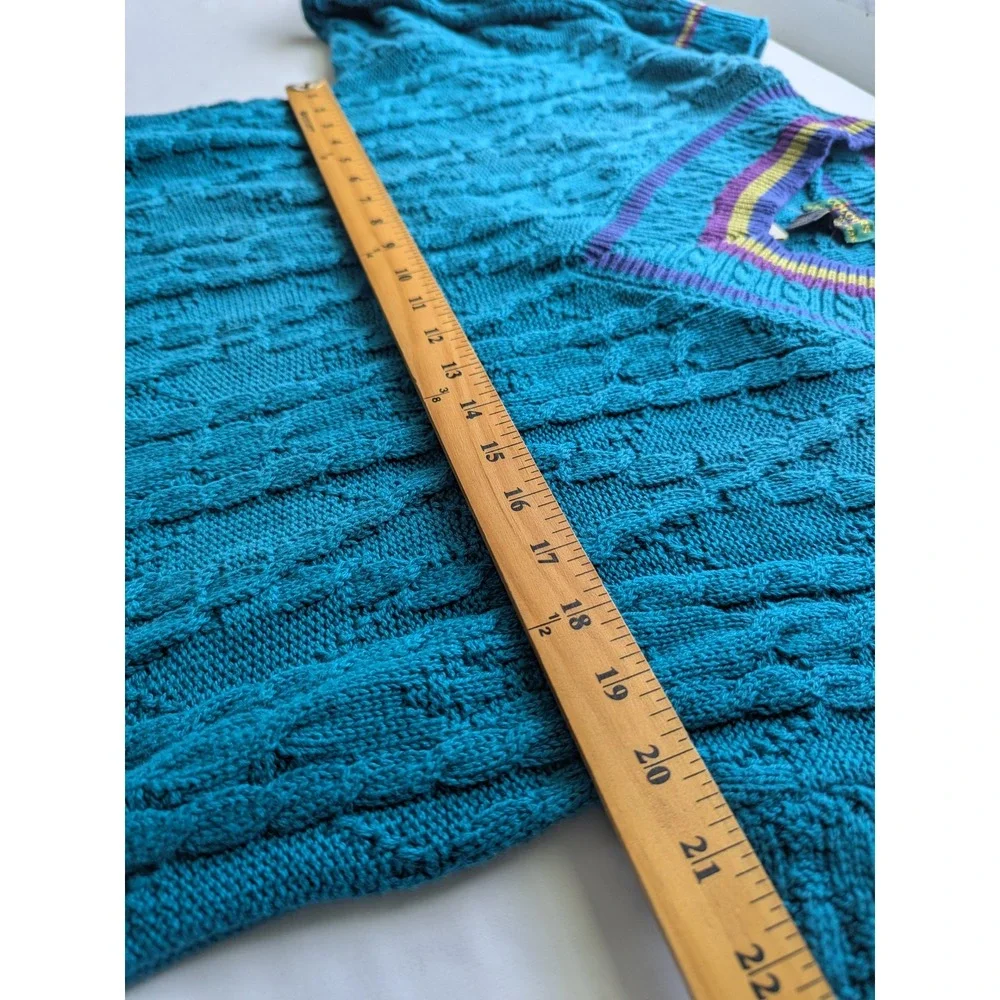 Colours Alexander Julian Sweater Mens L Teal Vintage 90 Cable Knit Cotton Crosby